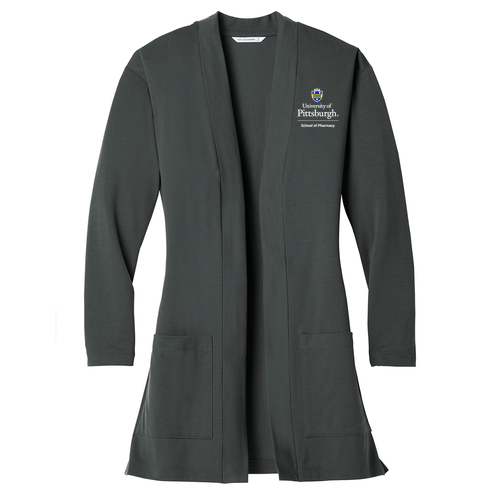 Port Authority Ladies Concept Long Pocket Cardigan -- Grey Smoke