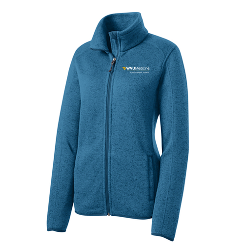 Port Authority Ladies Sweater Fleece Jacket -- Medium Blue Heather