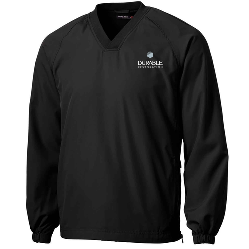 Sport Tek  V-Neck Raglan Wind Shirt -- Black