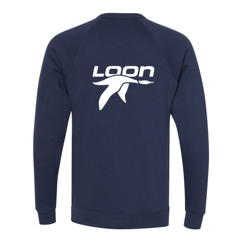 Loon Logo 2 White Ink -- Crewneck Sweatshirt Navy