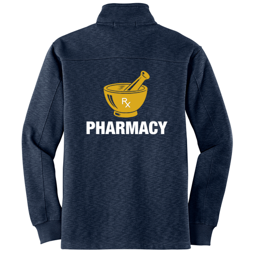 Screen Printed Port Authority Slub Fleece Quarter Zip Pullover -- Navy