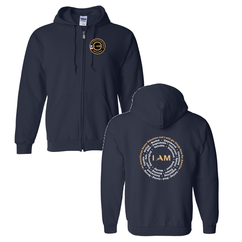 I am Full Zip Hooded Sweatshirt -- Navy