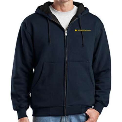 Cornerstone Heavyweight Full Zip Hooded Sweatshirt with Thermal Lining -- Navy, $76