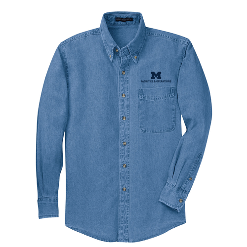 Mens/Unisex Port Authority Long Sleeve Denim Shirt -- Faded Denim, $38