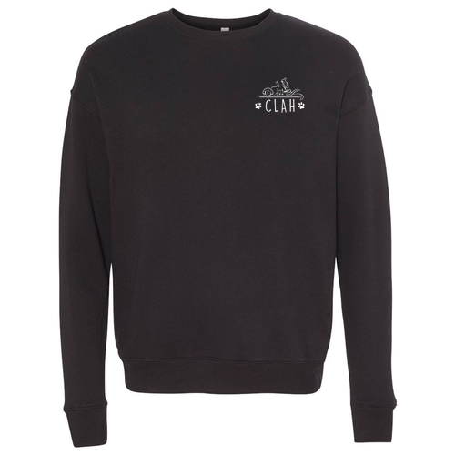 Bella Canvas Unisex Drop Shoulder Fleece Crewneck -- Black