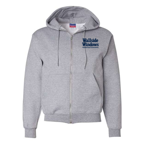 Champion Powerblend Full-Zip Hooded Sweatshirt -- Light Steel