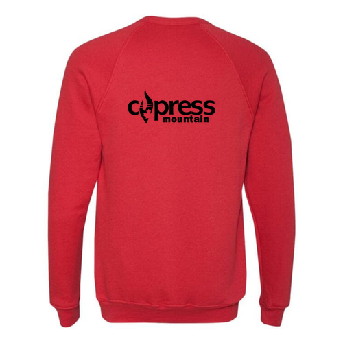 Cypress Mountain Logo 2 Black Ink -- Crewneck Sweatshirt Red