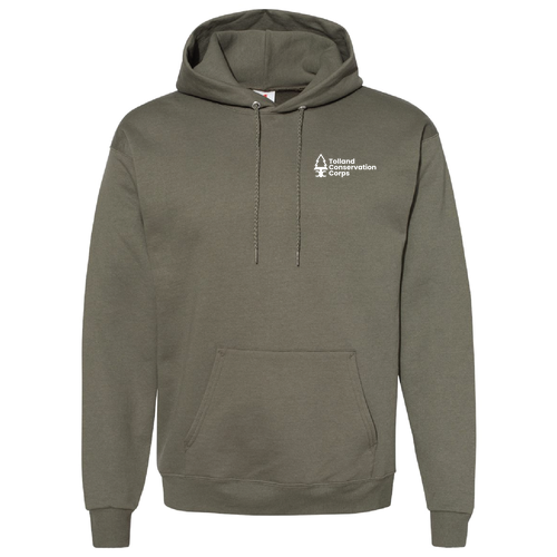 Hanes 7.8 Oz., 50/50 Comfort Blend Fleece Pullover Hood Adult -- Fatigue Green