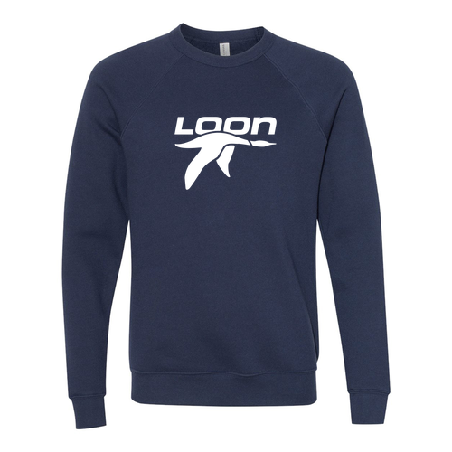 Loon Logo 1 White Ink -- Crewneck Sweatshirt Navy