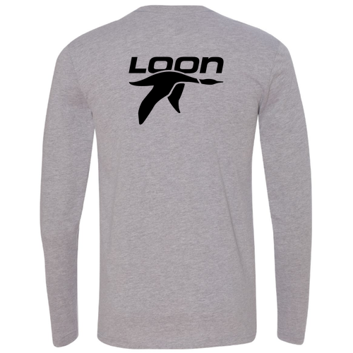 Loon Logo 2 Black Ink -- Long Sleeve Heather Grey