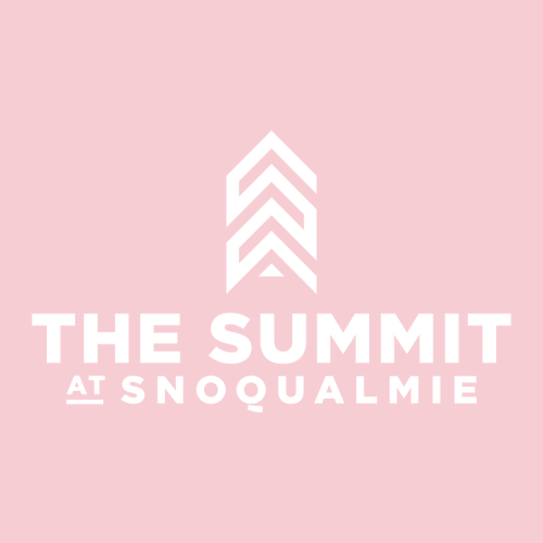 The Summit at Snoqualmie Logo 2 White Ink -- Short Sleeve Light Pink