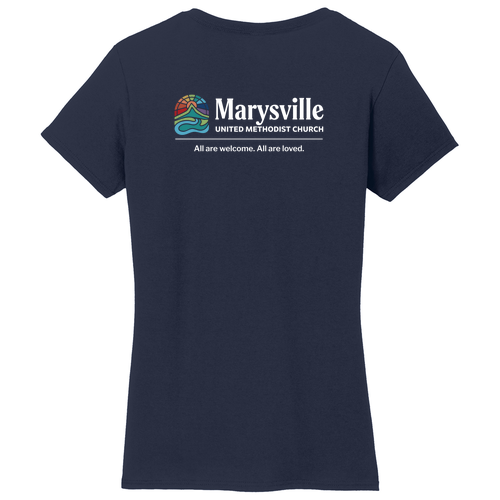 Gildan Heavy Cotton Ladies' V-Neck Tee Front & Back -- Navy