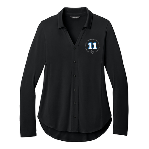 Embroidered Port Authority Women’s Luxe Knit Button Tunic -- Deep Black