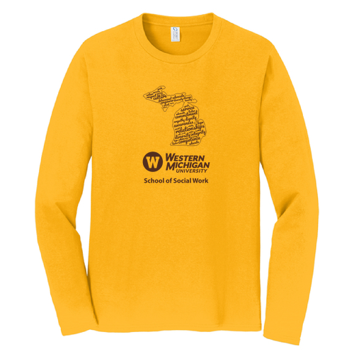 School of Social Work State of Michigan Port & Company Long Sleeve -- Bright Gold