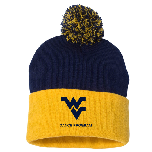 Sportsman Pom Pom Knit Hat -- Navy / Gold