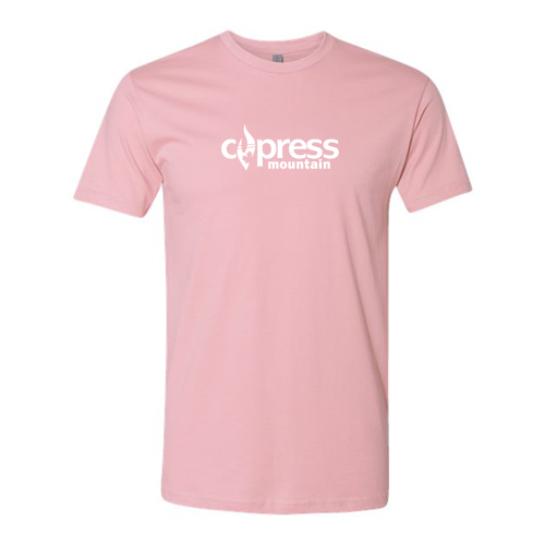 Cypress Mountain Logo 1 White Ink -- Short Sleeve Light Pink