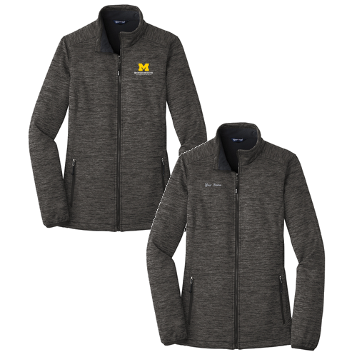 Ladies Sport-Tek PosiCharge Electric Heather Soft Shell Jacket -- Grey Black Electric