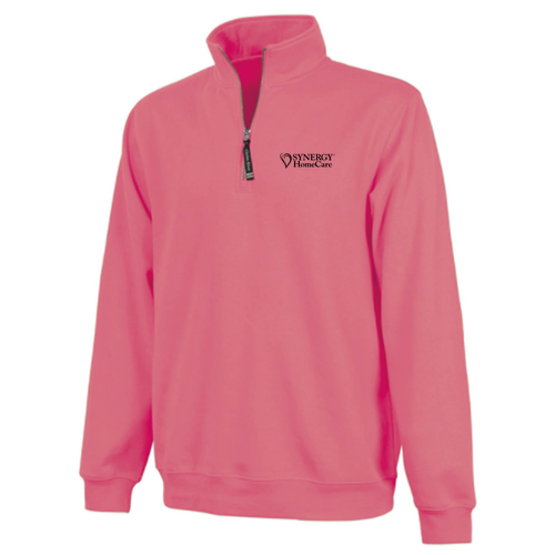 Charles River Crosswind Quarter Zip Sweatshirt -- Preppy Pink