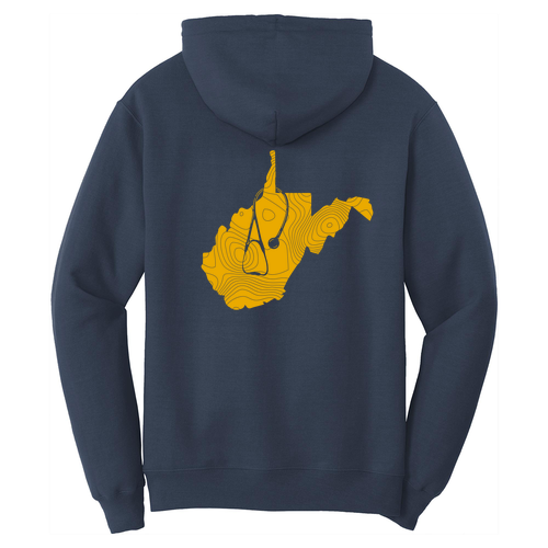 Topographic Map Port and Company Core Fleece Pullover Hooded Sweatshirt -- Navy