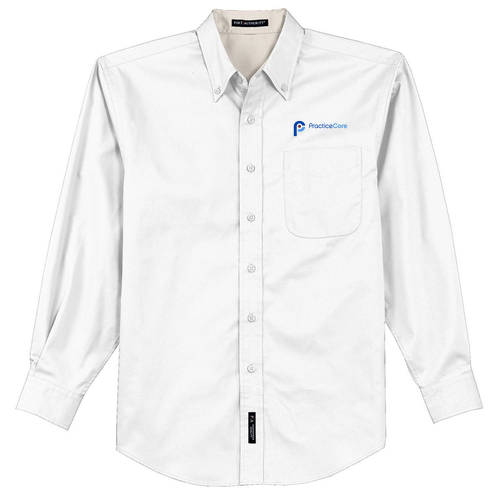 Mens Easy Care Long Sleeve Shirt -- White / Light Stone