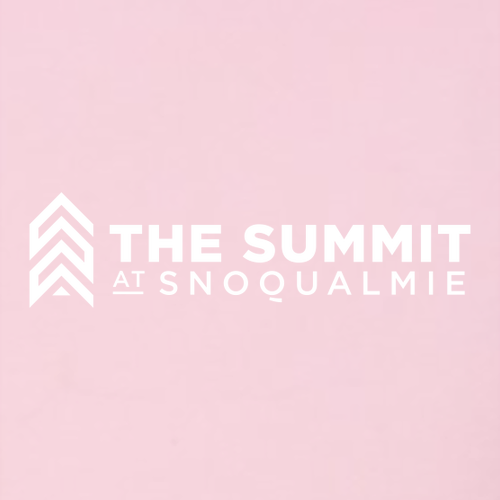 The Summit at Snoqualmie Logo 2 White Ink -- Pullover Hooded Sweatshirt Pink