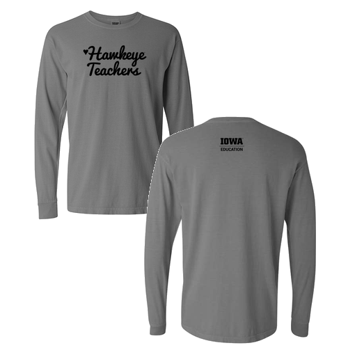 Hawkeye Teachers Comfort Colors Ringspun Long Sleeve Tee -- Grey