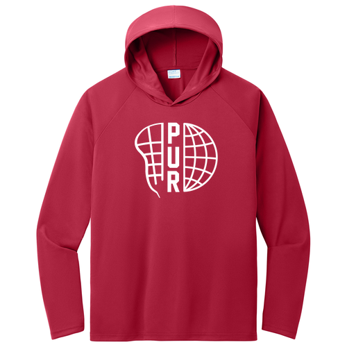 PUR Globe Performance Pullover Hooded Tee -- Red