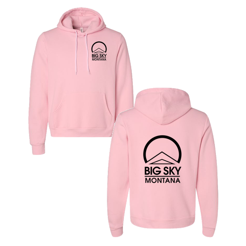 Big Sky Montana Logo 2 Black Ink -- Pullover Hooded Sweatshirt Pink