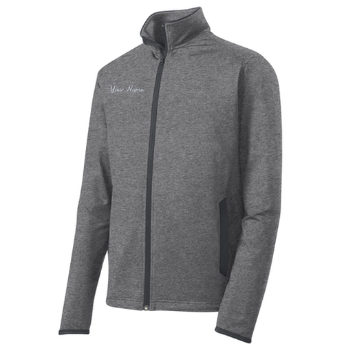 Mens/Unisex Sport-Tek Sport Wick Stretch Contrast Full Zip Jacket -- Charcoal Grey Heather / Charcoal Grey