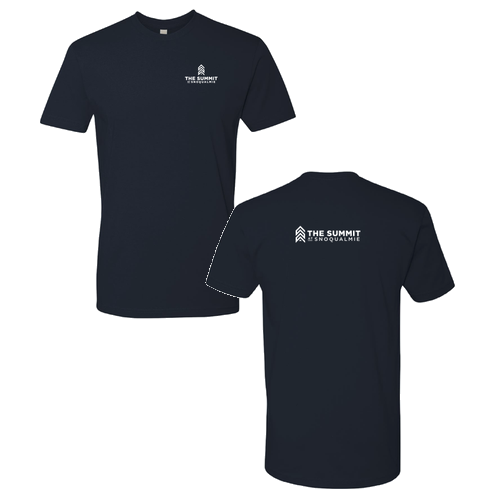 The Summit at Snoqualmie Logo 2 White Ink -- Short Sleeve Midnight Navy
