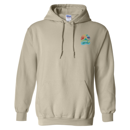 Gildan Heavy Blend Hooded Sweatshirt Front & Back -- Sand