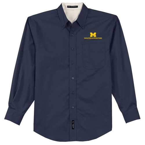 Men/Unisex Port Authority Easy Care Long Sleeve Shirt -- Navy / Light Stone, $29