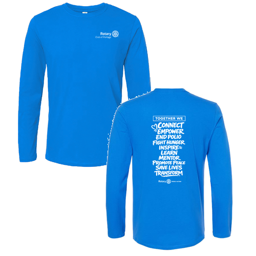 Rotary Club of Portage Gildan Softstyle Longsleeve T Shirt -- Royal