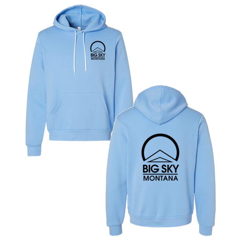 Big Sky Montana Logo 2 Black Ink -- Pullover Hooded Sweatshirt Carolina Blue