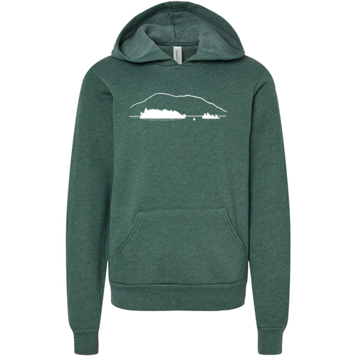 Odell -- Bella Canvas Youth Sponge Fleece Hooded Sweatshirt -- Heather Forest