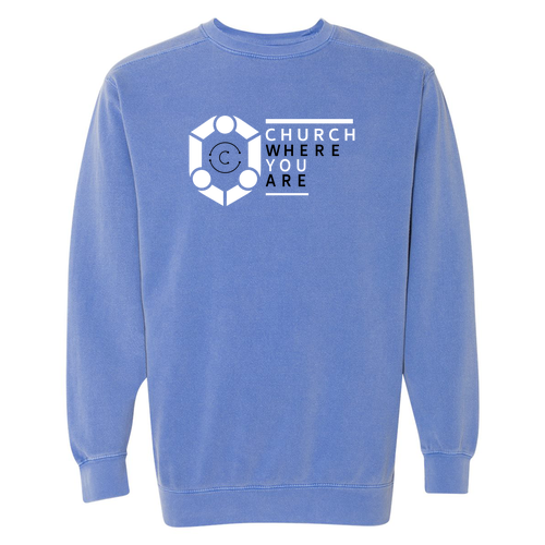 Mens/Unisex Comfort Colors Crewneck Sweatshirt -- Flo Blue