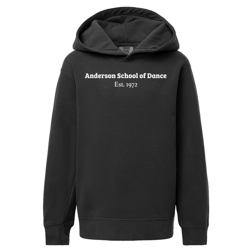 Comfort Colors Garment-Dyed Youth Lightweight Fleece Hooded Sweatshirt Est. 1972-- Black