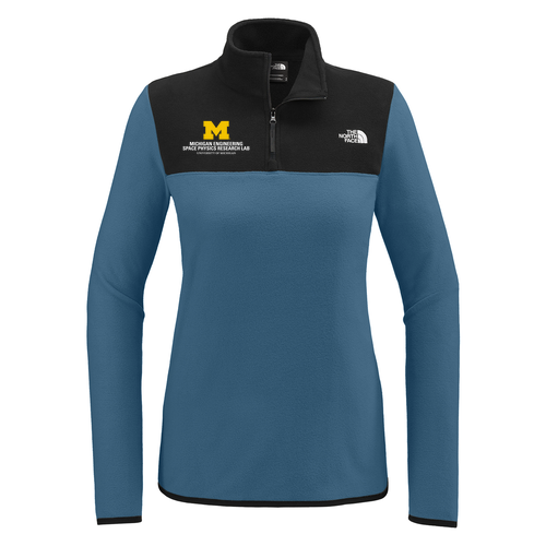 Ladies The North Face Glacier 1/4-Zip Fleece -- Shady Blue / Tnf Black, Stacked Logo