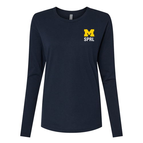 Ladies Next Level Cotton Relaxed Long Sleeve T-Shirt -- Midnight Navy, SPRL Logo
