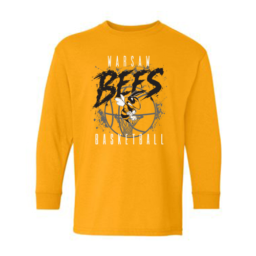 Warsaw Bees Gildan Youth Heavy Cotton Longsleeve -- Gold
