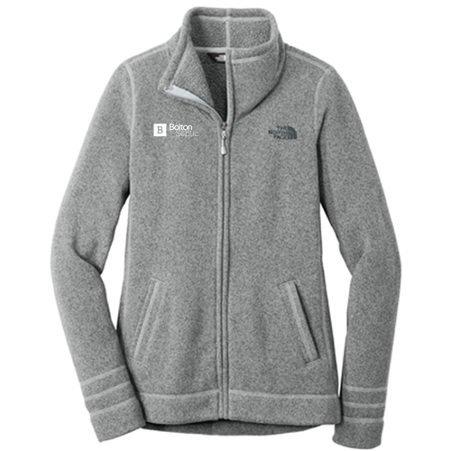 Ladies The North Face Sweater Fleece Jacket -- Medium Grey Heather