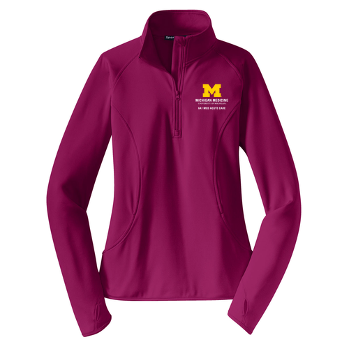 Ladies Sport Tek Sport Wick Stretch Half Zip Pullover -- Pink Rush