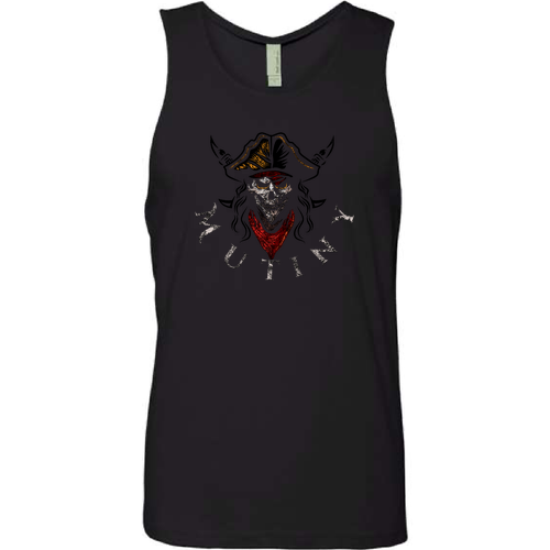 Mutiny Next Level Apparel Cotton Muscle Tank -- Black -- Front and back