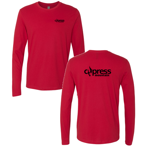 Cypress Mountain Logo 2 Black Ink -- Long Sleeve Red