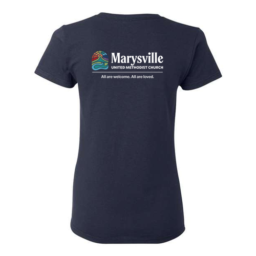Gildan Heavy Cotton Women's T-Shirt Front & Back -- Navy