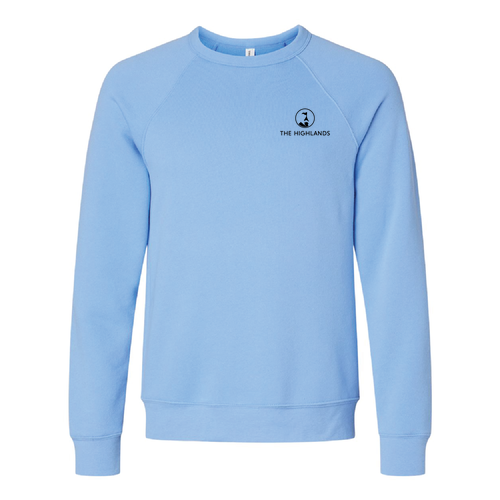 The Highlands Logo 2 Black Ink -- Raglan Sweatshirt Carolina Blue