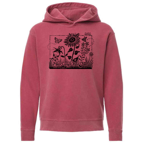 Comfort Colors Youth Garment-Dyed Lightweight Fleece Hooded Sweatshirt -- Crimson