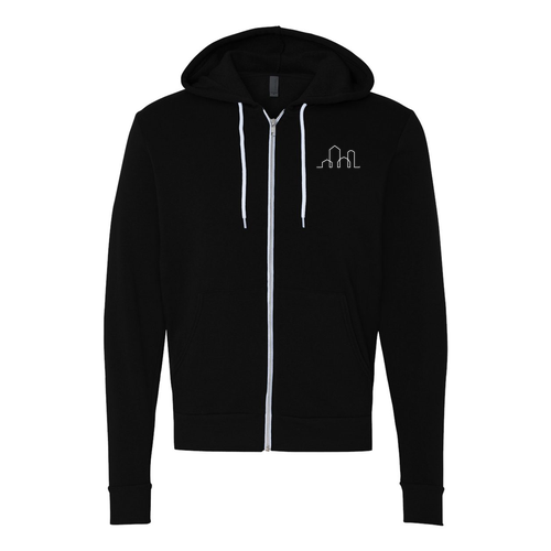 Bella Canvas Unisex Full-Zip Hooded Sweatshirt -- Black