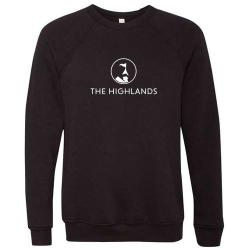 The Highlands Logo 1 White Ink -- Raglan Sweatshirt Black