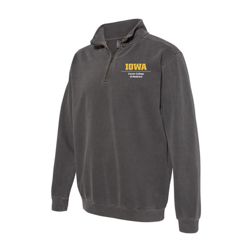 Embroidered Comfort Colors Unisex Garment-Dyed Quarter-Zip Sweatshirt -- Pepper